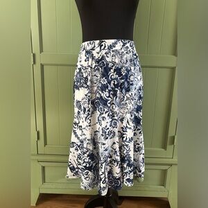 Cato Navy & White Floral Midi Skirt